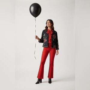 Floral Embroidered Black Blazer